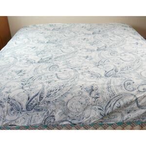 Pottery Barn Jolie Paisley King Duvet Cover Organic Cotton Blue White Coastal